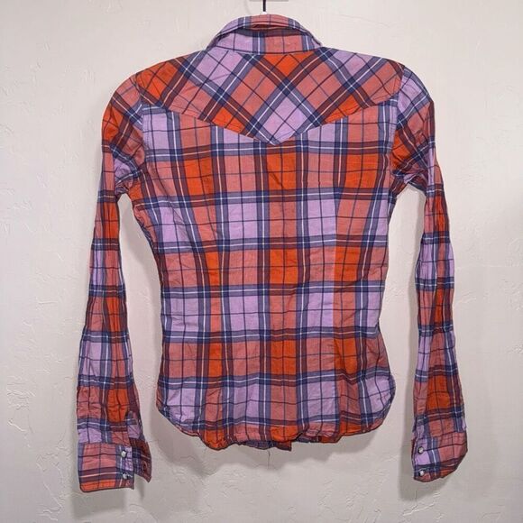 American Eagle Favorite Fit Plaid Pearl Snap Button up - Picture 5 of 6